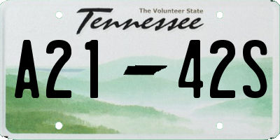 TN license plate A2142S