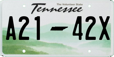 TN license plate A2142X