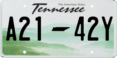 TN license plate A2142Y