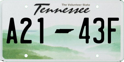 TN license plate A2143F