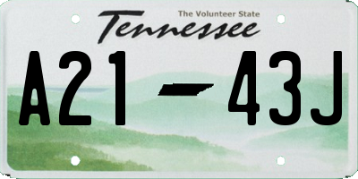 TN license plate A2143J