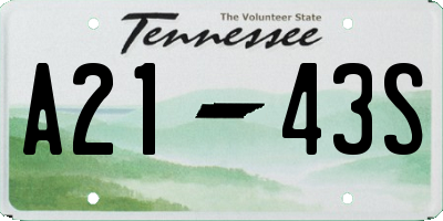 TN license plate A2143S