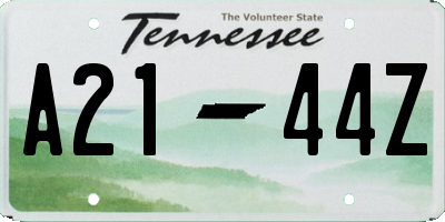 TN license plate A2144Z
