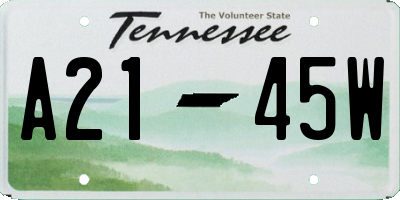 TN license plate A2145W