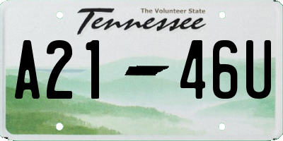 TN license plate A2146U