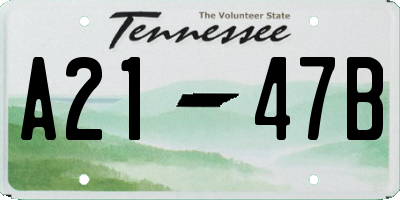 TN license plate A2147B