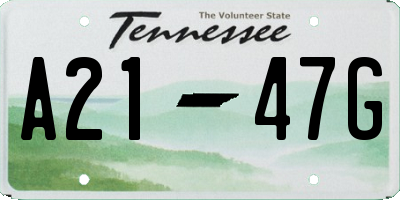 TN license plate A2147G