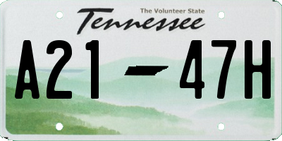 TN license plate A2147H