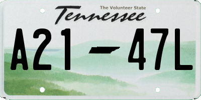 TN license plate A2147L