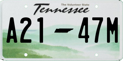 TN license plate A2147M