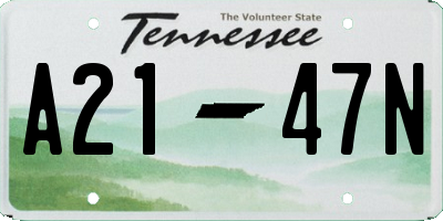 TN license plate A2147N