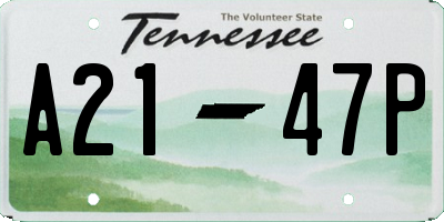 TN license plate A2147P