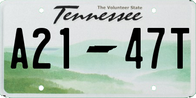 TN license plate A2147T