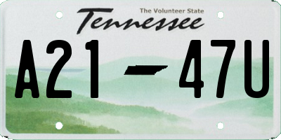 TN license plate A2147U