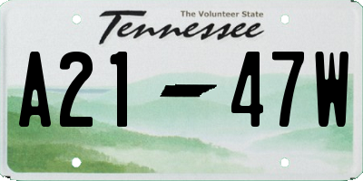 TN license plate A2147W