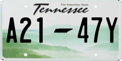 TN license plate A2147Y