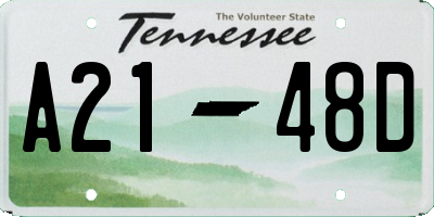 TN license plate A2148D