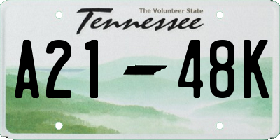 TN license plate A2148K