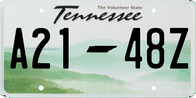 TN license plate A2148Z