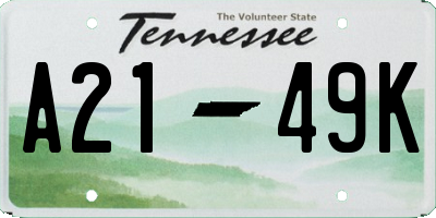 TN license plate A2149K