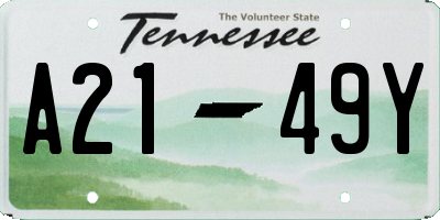 TN license plate A2149Y