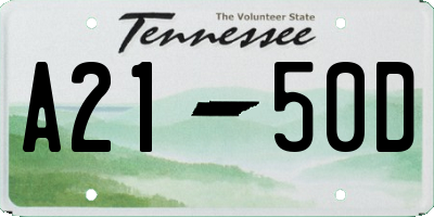 TN license plate A2150D