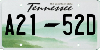 TN license plate A2152D