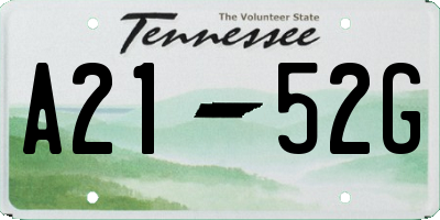 TN license plate A2152G