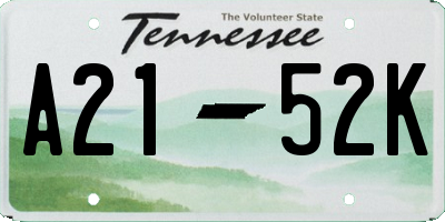 TN license plate A2152K