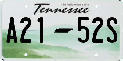 TN license plate A2152S