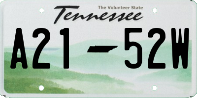 TN license plate A2152W