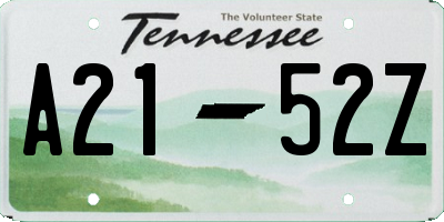 TN license plate A2152Z