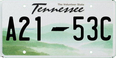 TN license plate A2153C