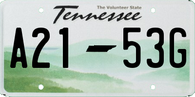 TN license plate A2153G