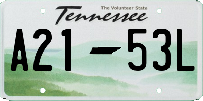 TN license plate A2153L