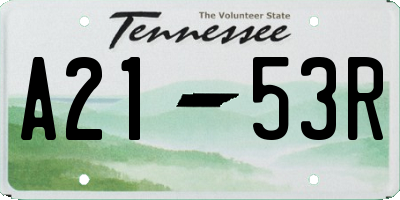TN license plate A2153R