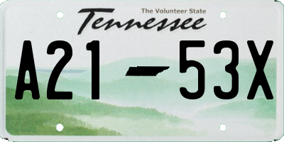 TN license plate A2153X