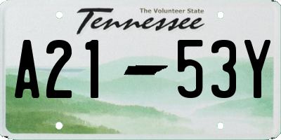 TN license plate A2153Y