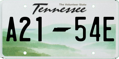 TN license plate A2154E