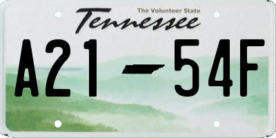 TN license plate A2154F