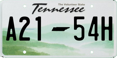 TN license plate A2154H