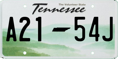 TN license plate A2154J