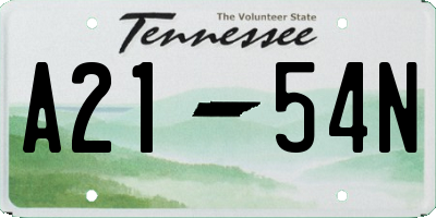 TN license plate A2154N