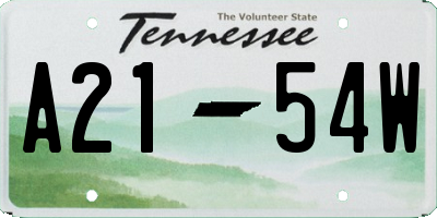 TN license plate A2154W