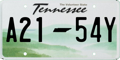 TN license plate A2154Y