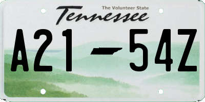 TN license plate A2154Z