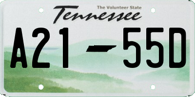 TN license plate A2155D