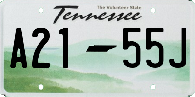 TN license plate A2155J