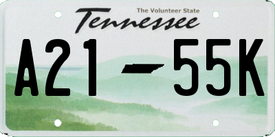 TN license plate A2155K