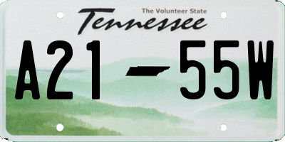 TN license plate A2155W